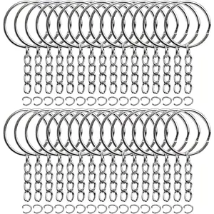 50pcs Bulk Keychain Detachable Keychain Ring with Chain, Keychain, Keychain Parts with Open Jump Ring and Connector Keychain Chain Jump Ring