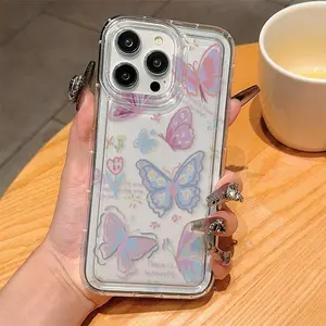 Butterfly Pattern Phone Case, Anti-fall Phone Protector Cover, Shockproof Phone Protective Case Compatible with iPhone 15 14 13 12 11 Series, Phone Accessory