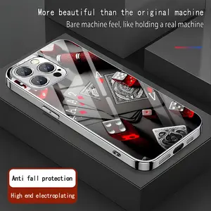 Handsome Poker A Pattern Luxury Electroplated hd Glass iphone case applicable for iPhone 16ProMax 15 14 13 12 11 Plus cases fully wrapped edges drop resistant new style protective case urban sophisticated phone case high-end feel nic mosnovo