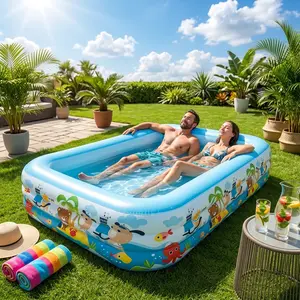 D4457886973Thickened Foldable Inflatable Pool, Must-Have For Family Gathering & Summer Water Party, Large Outdoor Water Leisure Gear For Backyard Garden Camping, Portable Easy Storage, Leak-Proof & Durable