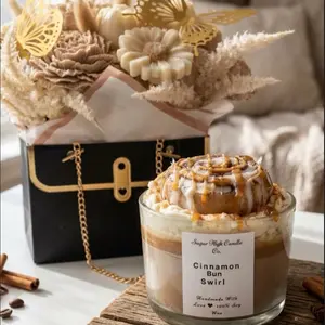 Wax melt floral bouquet and gourmet candle bundle set.. Cinnamon Bun Swirl Handmade with Love 100% Soy Wax Candle for Cozy Home Aroma