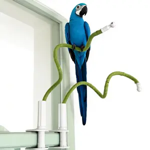 Flexible Bendable Bird Perch Stand - Spring Colors Clamp Mount, Easy Cleaning Desktop Training Playstand for Small Pet Birds, Home Pet Supplies (Medium),summervibes Harnesses Enclosure Diy