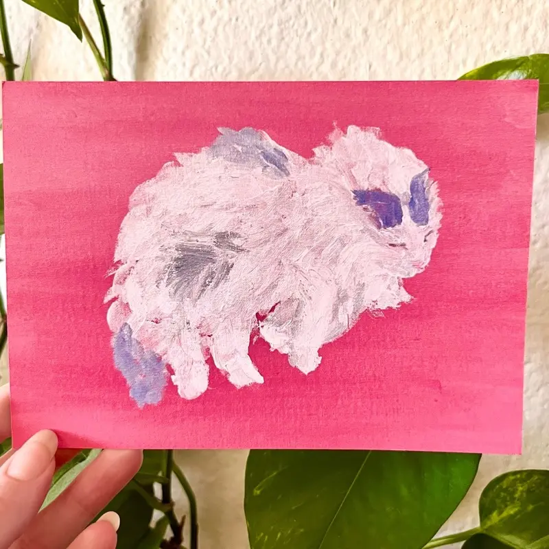 Curly Q Sleepy Cat Painting Print - Wall Art for Home Decor, Living Room Accent Piece