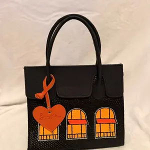 Bayong Kultura Handpainted Black Woven Tote Bag Filipino Artisan Window Design
