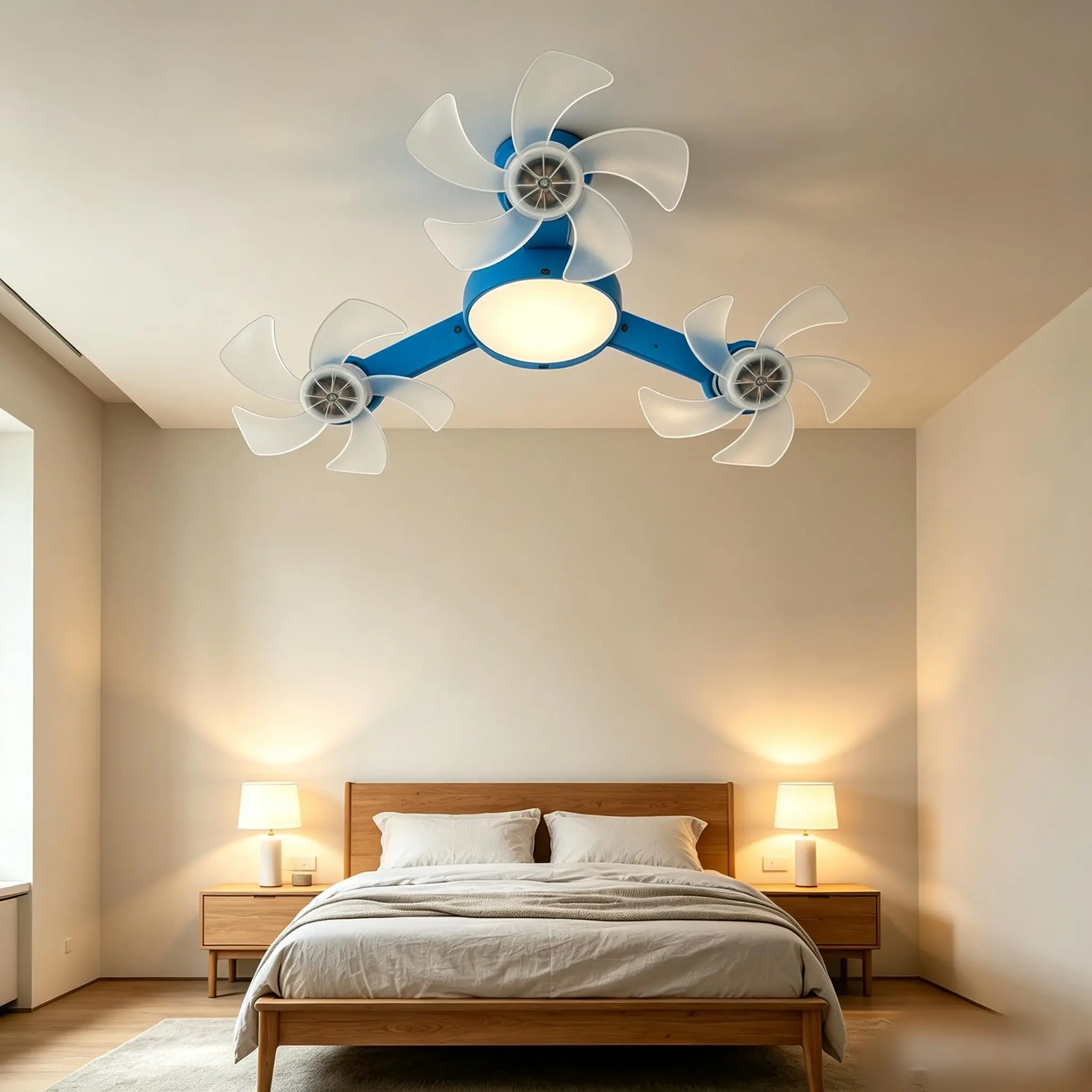 Low Profile E27 Ceiling Fan Light, Bladeless 2-in-1 LED Socket Fan with Remote, 3-Speed Dimming & Timer for Small Rooms,drone fan light ceiling base foldable ceiling fan
