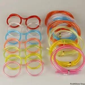Funny Soft Flexible PVC Transparent Straw Glasses, Kids Party Supplies, Creative Toy Gift for Straw Lovers