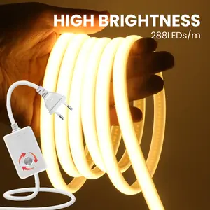 Dimmable COB LED Neon Strip Light Switch Dimmer Power Kit 220V 5m 10m 30m 3000K 4000K 6000K 288LED Flexible Tape Waterproof 0.5m
