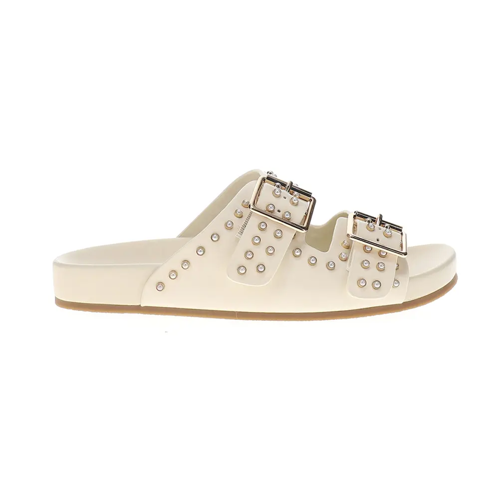 MIA Womens Brooklyn Studded Slide Footbed Casual Sandals Casual - Off White