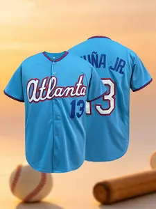 Men's Atlanta 13 Light Blue Baseball Jersey, Stitched Team Uniform for Game Day, Party & Daily Wear,Unisex