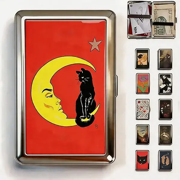 Rat Pattern Vintage Metal Stash Tin Box, Multifunctional Card Holder & Case, Portable Metal Trinket Wallet, Durable Storage Box Business Cards, ID Cards and Small Daily Accessories