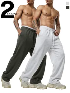 Vibe404 Men's Essential Light Weight Breathable Baggy fit Sweatpants, Wide Leg Straight Track Pants with Drawstring Waist, Y2K Streetwear Lounge Athleisure Style Breathable Sporty Bottoms for Men, Perfect For Gym & Daily Wear