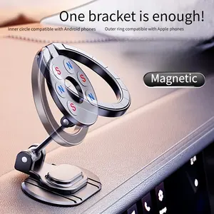Black  DigitalMagnetic Car Mount Phone Holder |   Dashboard Adhesive, Rotatable, Foldable, Strong Magnetic, Aluminum Alloy Material
