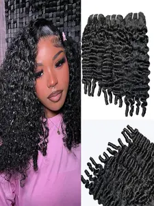 Burmese Curly Bundles Human Hair, 100% Unprocessed Virgin Remy, 3c4a Quick Weave, 12a Water Wave, Spiral End, Natural, Double Weft