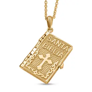 Pendant in 18K Yellow Gold Plated Bronze with ION Plated Yellow Gold Stainless Steel Necklace 20 Inches
