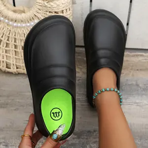 Solid Color Waterproof Chef Clogs, Slip On Lightweight Soft Sole Casual Slides, Closed Toe EVA Non-slip Slides