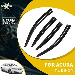 Tape-On Outside Window Visors Sun Rain Guards Vent for Acura TL 4-Door 2009-2014, JDM Mugen Style Mount Wind Deflectors, 4PCS