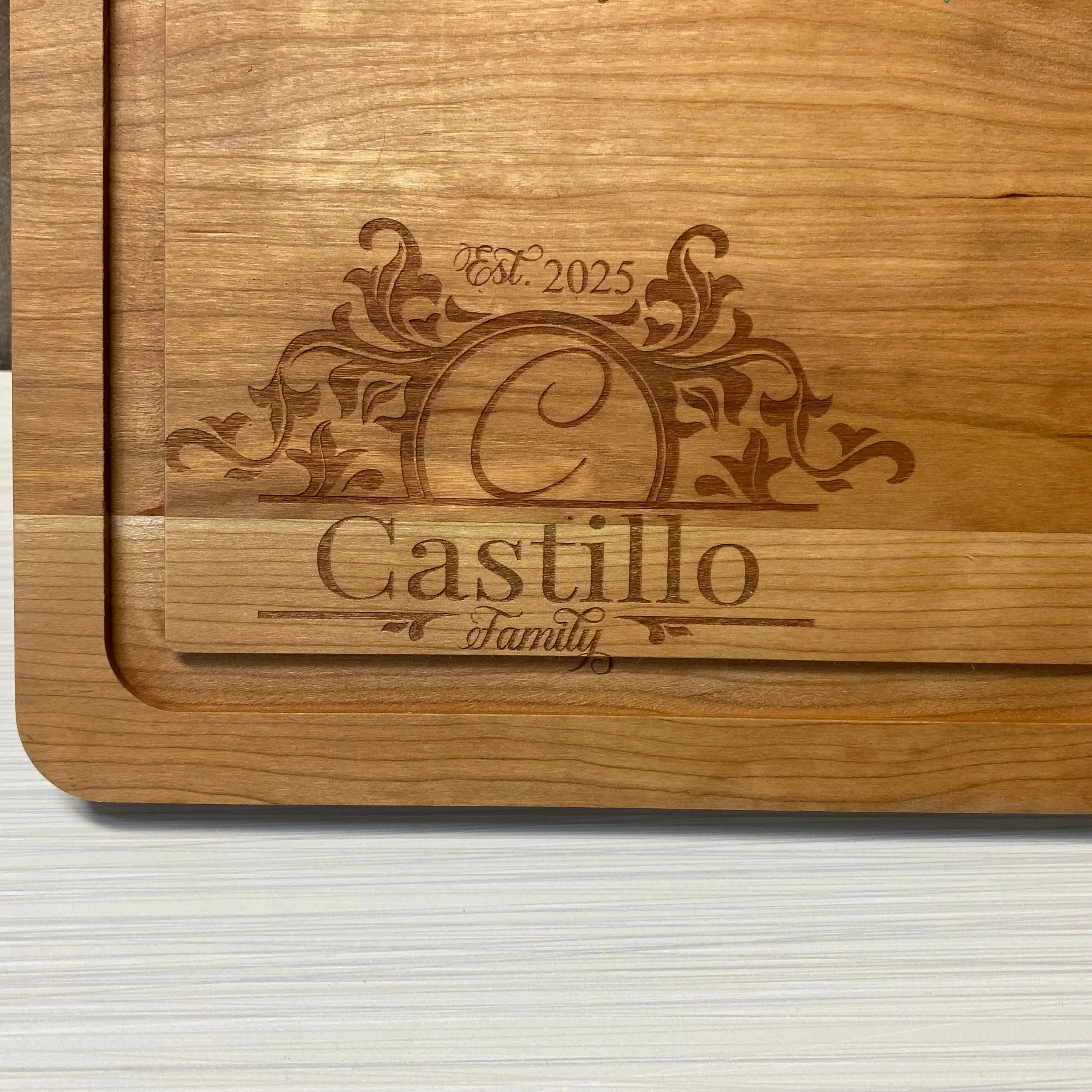 Personalised 12x18 in Cherrywood Rectangle Kitchen Chopping Board #2 - 12in x 18in x 0.75in Food-Safe Mineral Oil-Friendly Board, Ideal for Weddings, Everyday Entertaining, Engraved, Carving Board