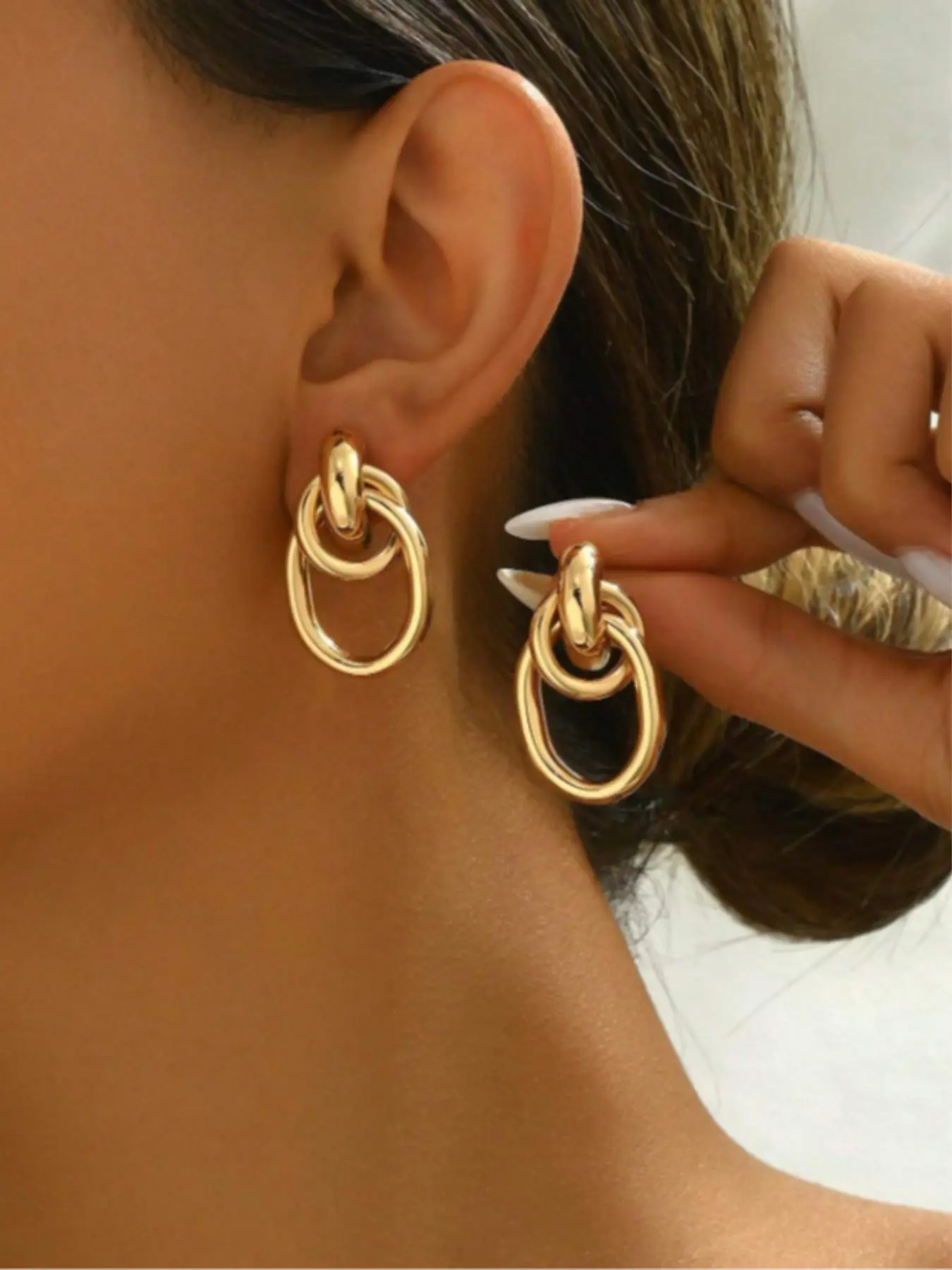 Fashionable Metal Geometric Design Earrings, High Quality Earrings, for Party, Daily Clothing Decor, Trendy All-match & Exquisite Jewelry for Birthday Gift, Fashionable Jewelry Accessories