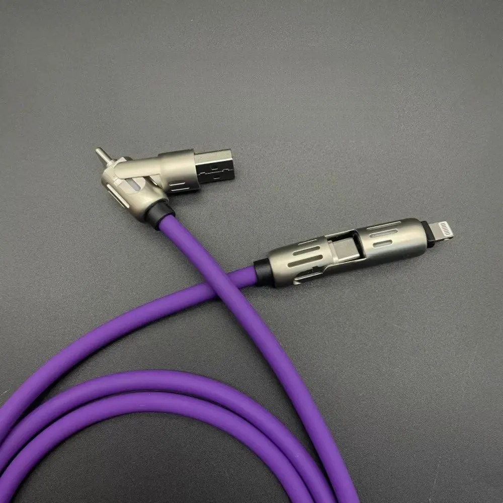 4-In-1 Super Fast Charging Cable, USB Type C Charging, 240w Power Adapter, RGB Light, Universal Compatibility, Phone & Smart Device Charger, Data Transfer Line, Fast Charging Solution
