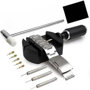 Watch Link Removal Kit,Resizing Tool for Bracelet Adjustment & Replacement, Watch Strap Removal Tool, Tool Hammer,Cleaning Cloth