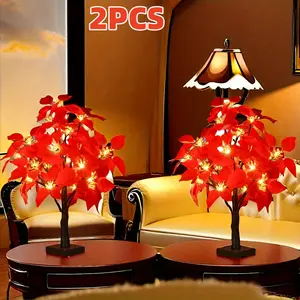 1/2-piece sets, Christmas red tree-shaped lights, home decoration imitation saffron tree lights, festive cottage decorations, LED tabletop decorative tree-shaped lights, Christmas, wedding decorations, New Year's illuminated tabletop tree-shaped lights.