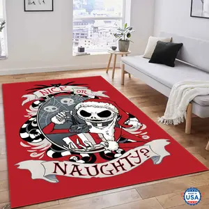 Nice Or Naughty? Jack Skellingt0n Santa Rectangular Rug Nightmare Before Christmas Christmas Gift Non-Slip Floor Carpet, Decoration Mat for home Living Room Bedroom, Room Decor, Home Decor