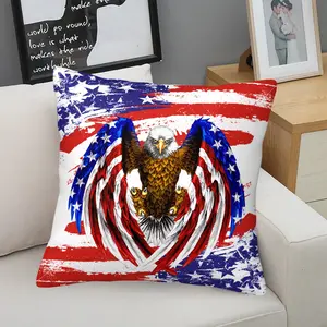 Patriotic American Bald Eagle Throw Pillow, USA Flag Inspired Cushion, Eagle Wing Decorative Accent Pillow (Includes Pillow Core), Star Stripe Print for Patriotic Fans, Dorm & Independence Day Decor