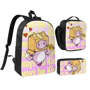 lankybox Lightweight Backpack Set With Lunchbox And Pen Pouch 17inch A Great Backpack For Traveling Rucksack Justin & Adam Daypack  lunchbag