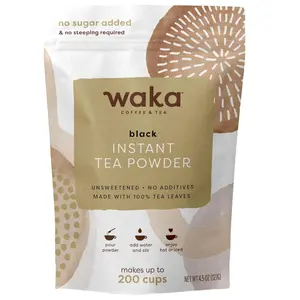 Waka Instant Black Tea Mix, Classic - 100% Tea Leaves, No Additives, Unsweetened Tea Powder for 50 Quarts or 200 Cups \u2013 Easy and Quick Hot or Iced Teas (4.5oz)