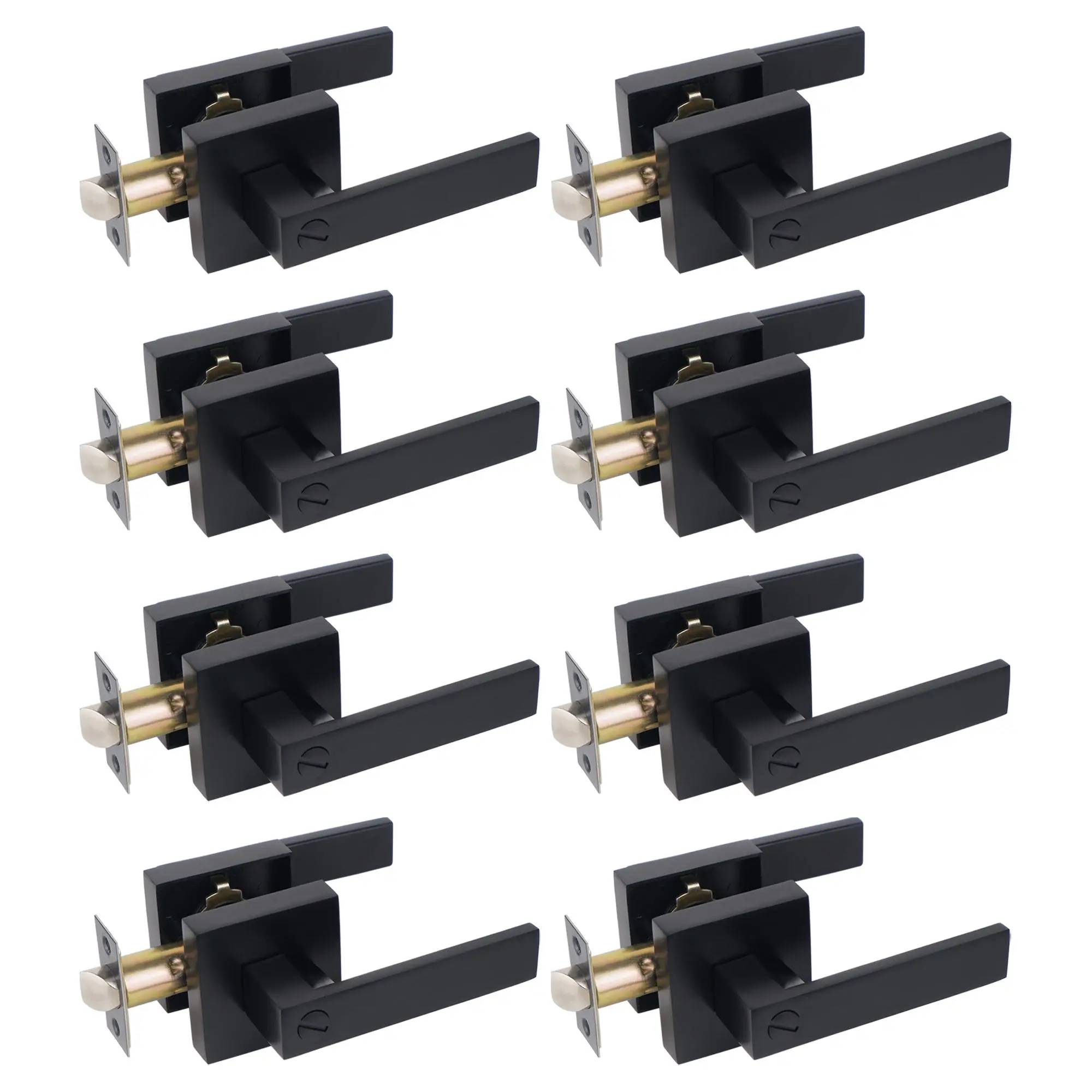 8pcs Matte Black Door Handle Heavy Duty Door Lever Privacy Door Lock Set Door Hardware, Left or Right Handing Door Handles, Interior Door Handle