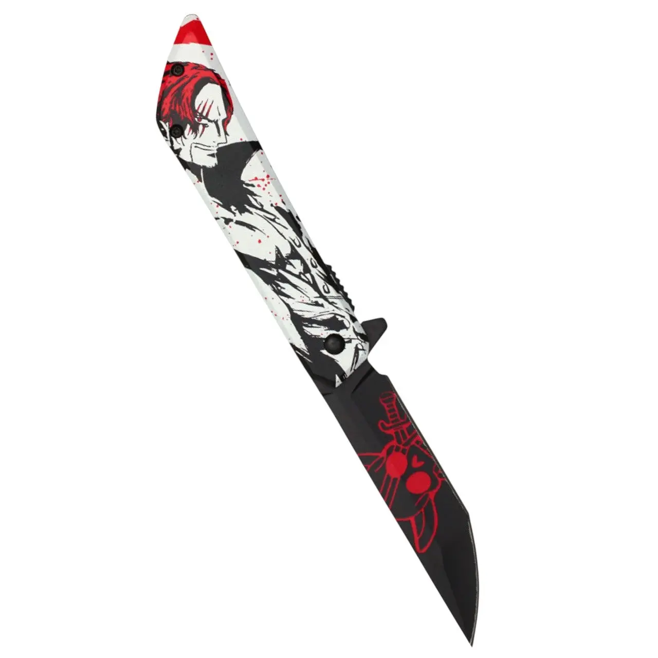 Red Hair Pirate Anime Inspired Folding Knife – Adventure Manga Graphic – EDC Collectible – Display Decor – Gift for Fans