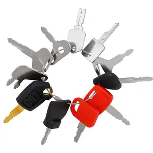 11 Heavy Equipment Keys Set, Construction Master Machine Keys Set for Cat, JD, Case, Komatsu, Hyster, Kubota, JCB, Bobcat, Daewoo, JLG, Toyota, Master Ignition Key for Workers and Opeartors