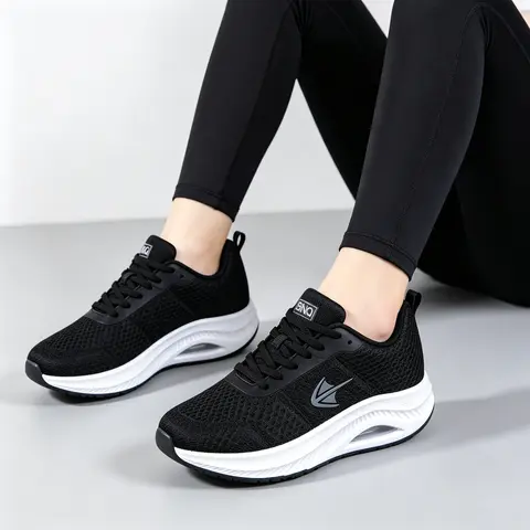 Women’s Fashion Sporty Running Shoes - Casual Low Top Lace-Up Sneakers with Wide Toe Box, Braid Detail, High-Quality Breathable Cloth Mesh, Non-Slip Sole, Wide Feet Support for Daily & All Seasons Wear