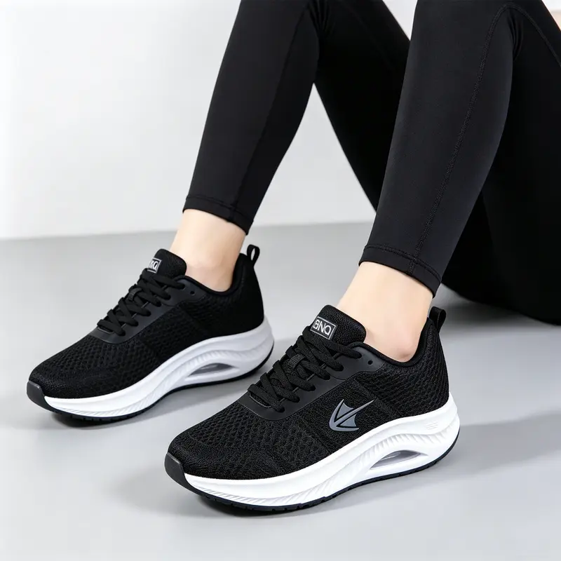 Women’s Fashion Sporty Running Shoes - Casual Low Top Lace-Up Sneakers with Wide Toe Box, Braid Detail, High-Quality Breathable Cloth Mesh, Non-Slip Sole, Wide Feet Support for Daily & All Seasons Wear