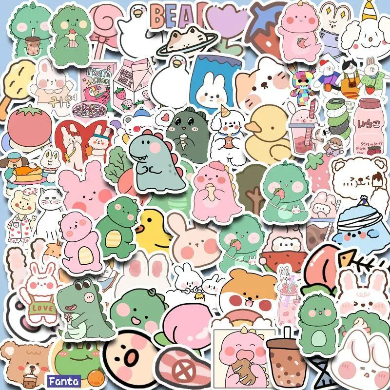 90pcs Cartoon Animal Pattern Decorative Sticker, Cartoon Bear Pattern Assorted Sticker, Cute Multi-purpose Sticker For DIY Craft