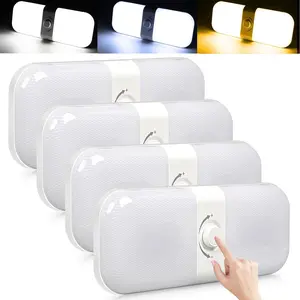 RV Lights Interior 1700LM, 3 Color TEM Camper Lights, Dimmable 12v Volt Led Fixture, Ceiling Dome Light w  for RV/Camper//Trailer/Boat (Warm Cool  White) 4Pack