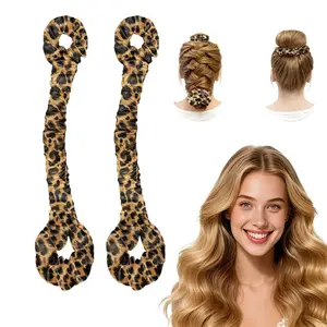 Leopard Print Multi-Functional Satin Hair Curler & Hair Tie, No Heat Curling Wand with Hair Tie, Overnight Velvet Curler for Long Hair Women