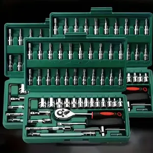 46-piece hex socket tool set with quick ratchet wrench kit, household toolbox included with socket storage case — sturdy construction, suitable for professional technicians and DIY enthusiasts — compatible with cars and trucks