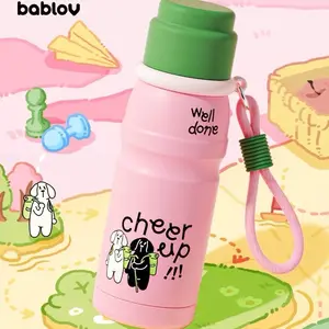 Cute Insulated Water Bottle – 550ml 316 Stainless Steel Leakproof Travel Tumbler with Strap