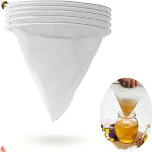 5pcs Honey Strainer Set - 13.8" X 15.7" Ultra-Fine Mesh Nylon Kitchen Strainer, Honey Filter Bag, Beekeeping Equipment Extraction Tool, Suitable for Honey, Wine, Wax, Beer, Nuts, Milk