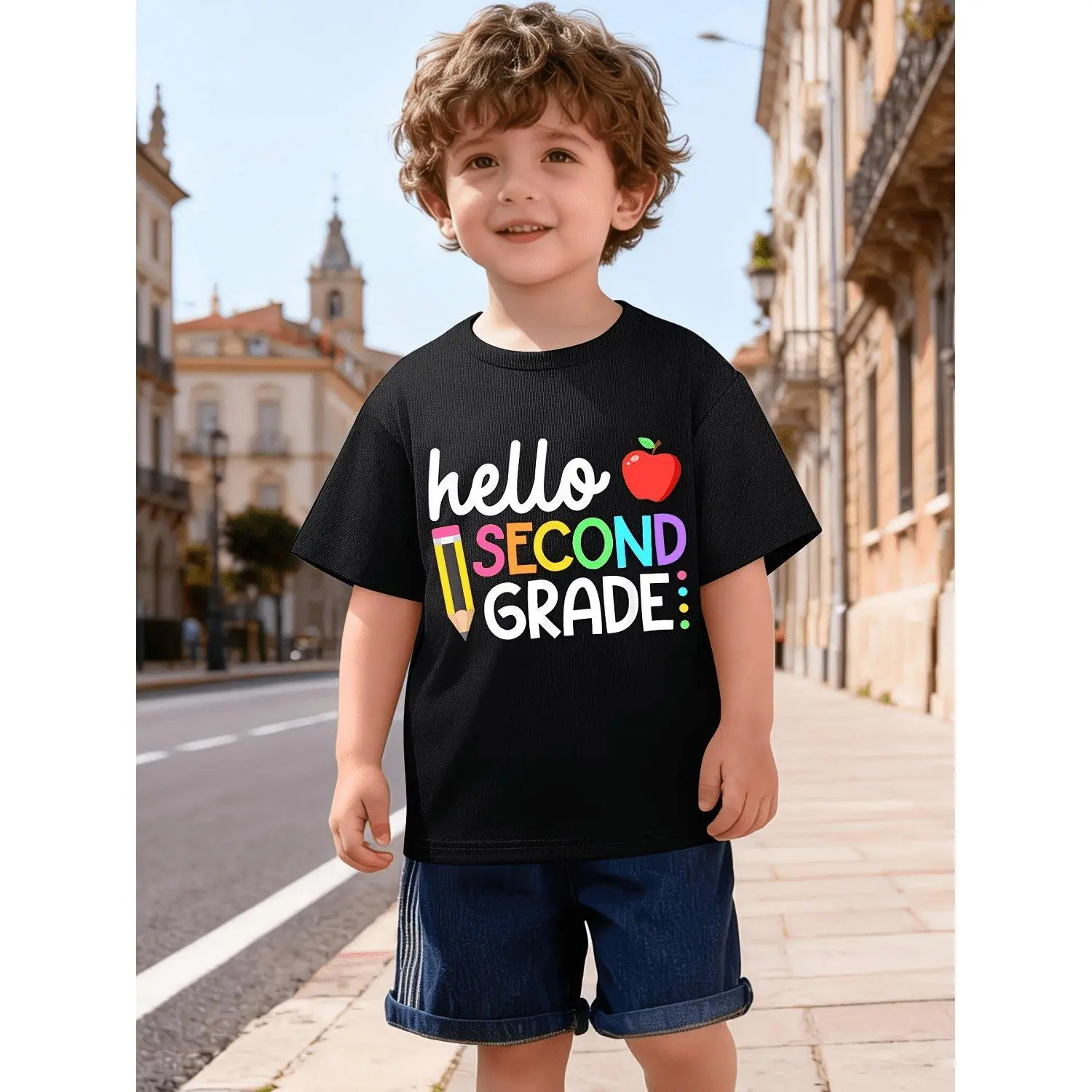 Hello Second Grade Team 2Nd Grade Back to School Teacher Novelty Awesome Graphic Kid Quick-Dry T-Shirt Casual Kid Quick-Dry T Shirts Street Style Tops Tees for Everyday Quick-Dry Kid T-Shirt