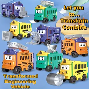 Pull Back City Car & Truck Toy, Friction Powered Vehicle for Toddlers, Kids Birthday & Christmas Gift, Transformer Car Toy for Boys and Girls