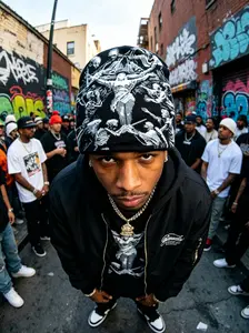 Dark Gothic Streetwear Y2K Jesus Skull Knit Beanie, Vintage Fashion Hat, Cool Hat, Fall Winter Warm Large Headband Hat, Slimming Face Cozy Wool Cap