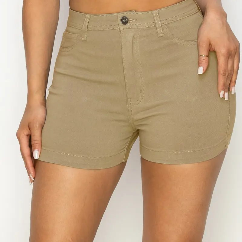 Lover Brand Women's High-Waisted Mint Fitted Shorts - Ashley B Style, Super Stretchy Lightweight Chic Fabric, Smooth Sculpting Fit, Leg-Lengthening Design, All-Day Comfort, All-Day Stretch Wear, Suitable for Party Wear