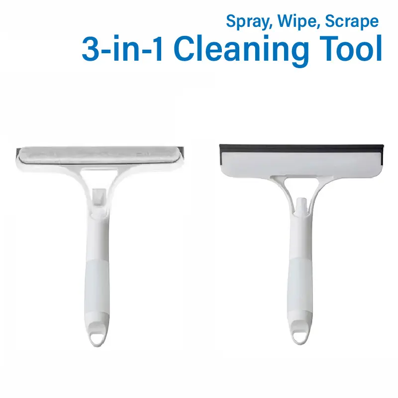 3-in-1 Rubber Glass Squeegee - Lightweight Household Cleaning Tool with Sponge, Window Cleaning Wiper for Water Scraping, Sticker Removing, Ideal for Windows, Car Windshields