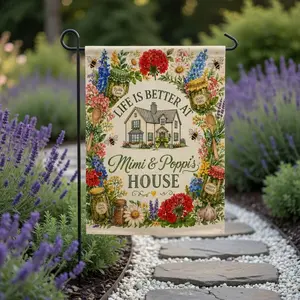 Personalized Pickle Garden Flag, Mimi Poppi House Custom Name Flag, Funny Grandma Gift, Floral Cottage Garden Flag, Farmhouse Summer Decor