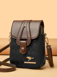 Stylish Mini Vertical Phone Crossbody Bag Flap Buckle Design Lightweight Shoulder Bag for Students Commuting and Shopping