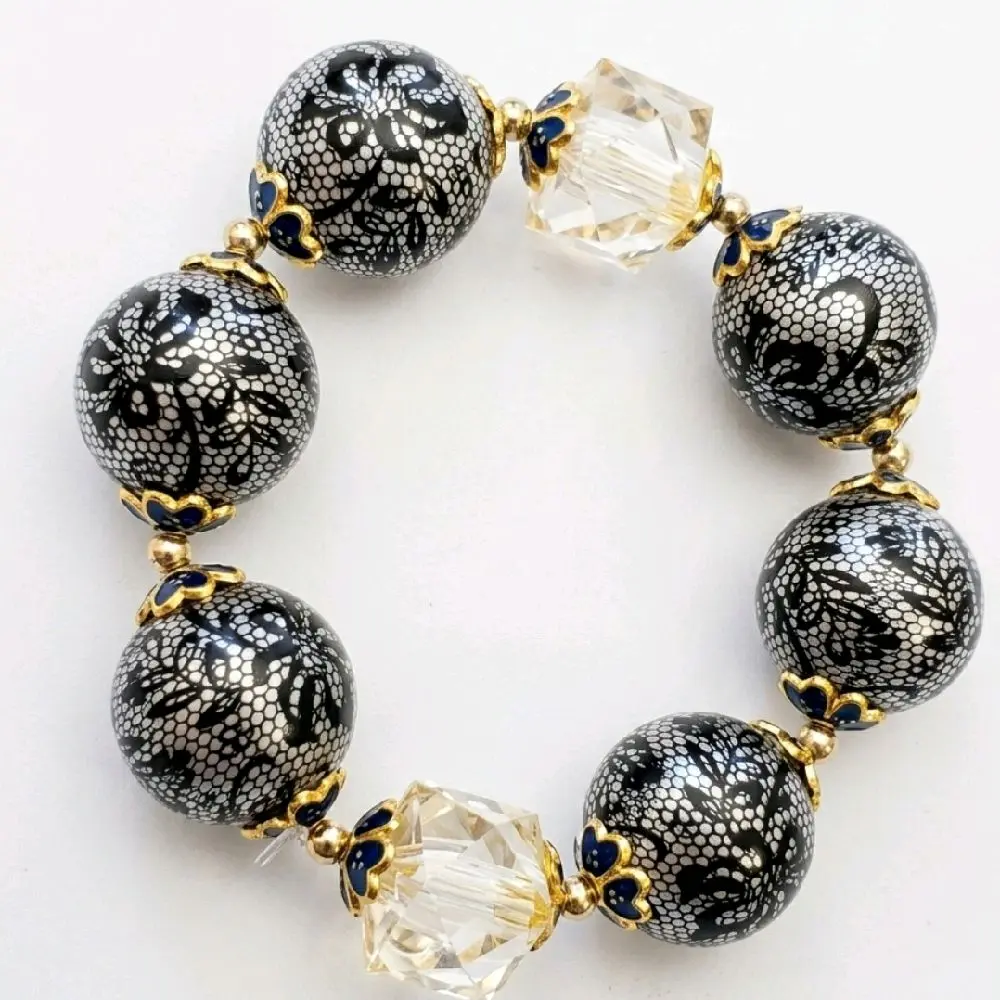 7" Sapphire Noir Glam Chunky Statement Bracelet