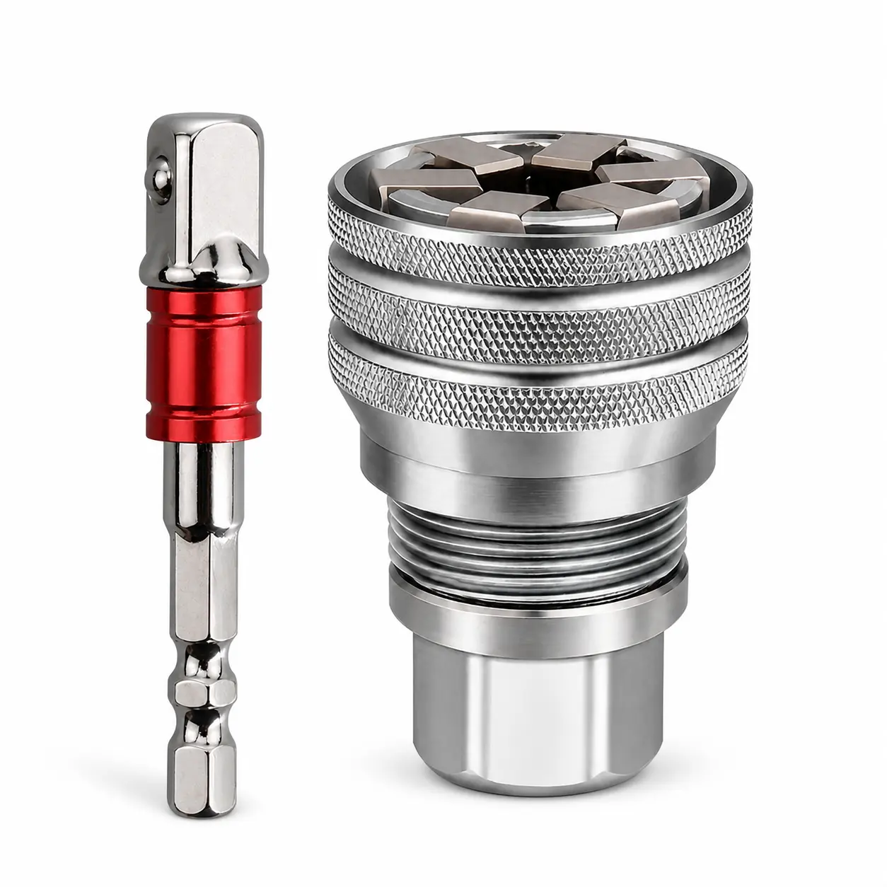 Adjustable Universal Socket Set, 10-19mm (3/8-3/4 Inch) Self-Adjusting Grip Socket with 3/8-Inch Drive Adapter for Ratchet Wrench and Power Drill, Multi-Size Nut and Bolt Tool