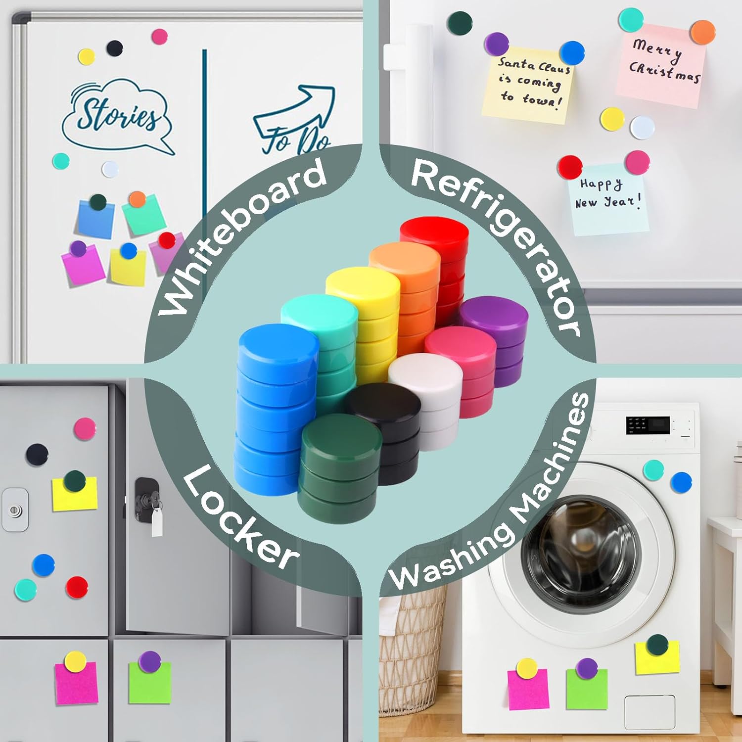 Fridge Magnets, 20PCS Ten Colors Strong Small Heavy Duty Magnets - Mini Round Refrigerator Magnets for Whiteboard Kitchen Office - Cute Decorative Magnet for Locker Classroom Home Organization